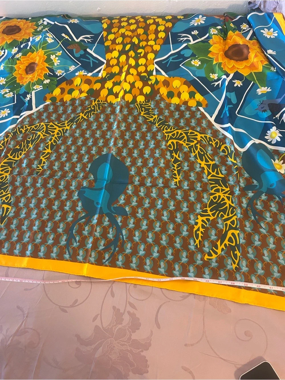 Beautiful big floral silk scarf